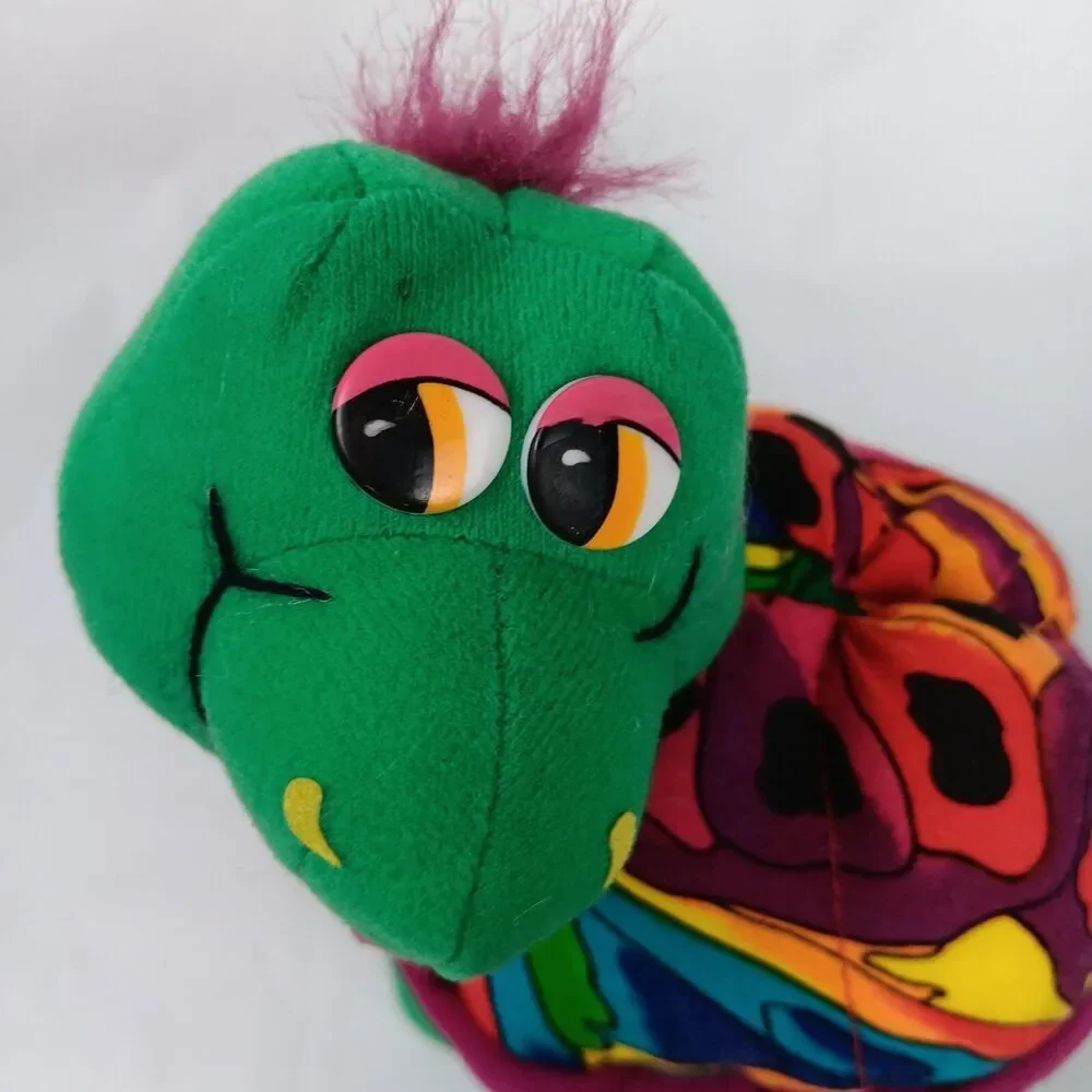 Ace Novelty Green Turtle Plush Colorful Shell Tongue Out Carnival Prize Vintage